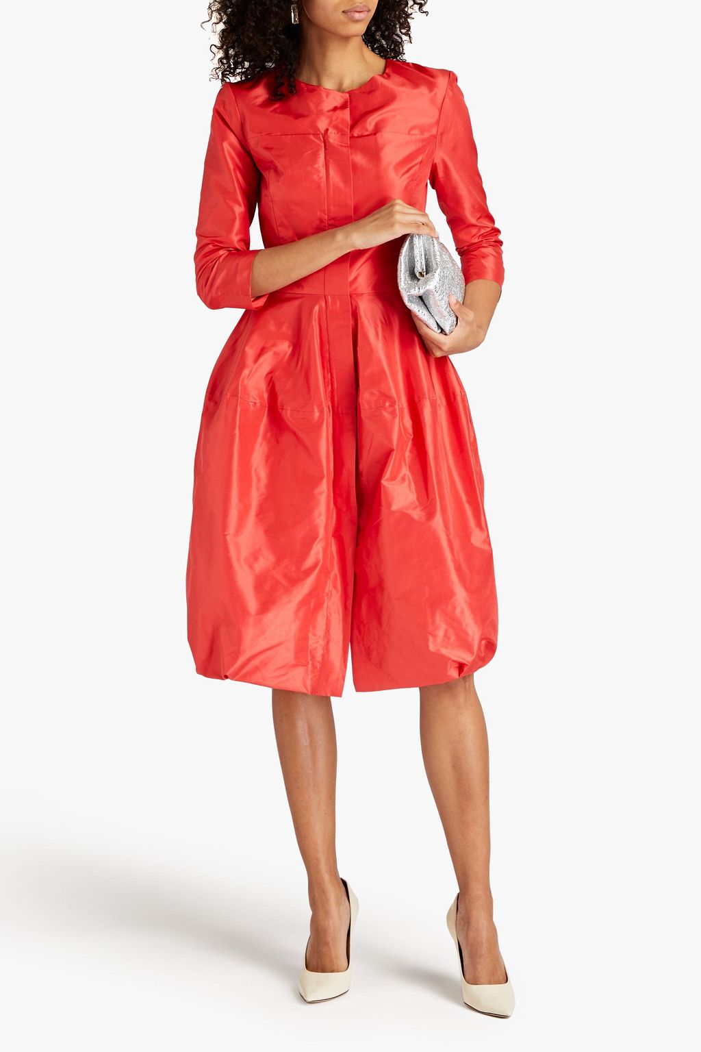 OSCAR DE LA RENTA Gathered silk-taffeta dress