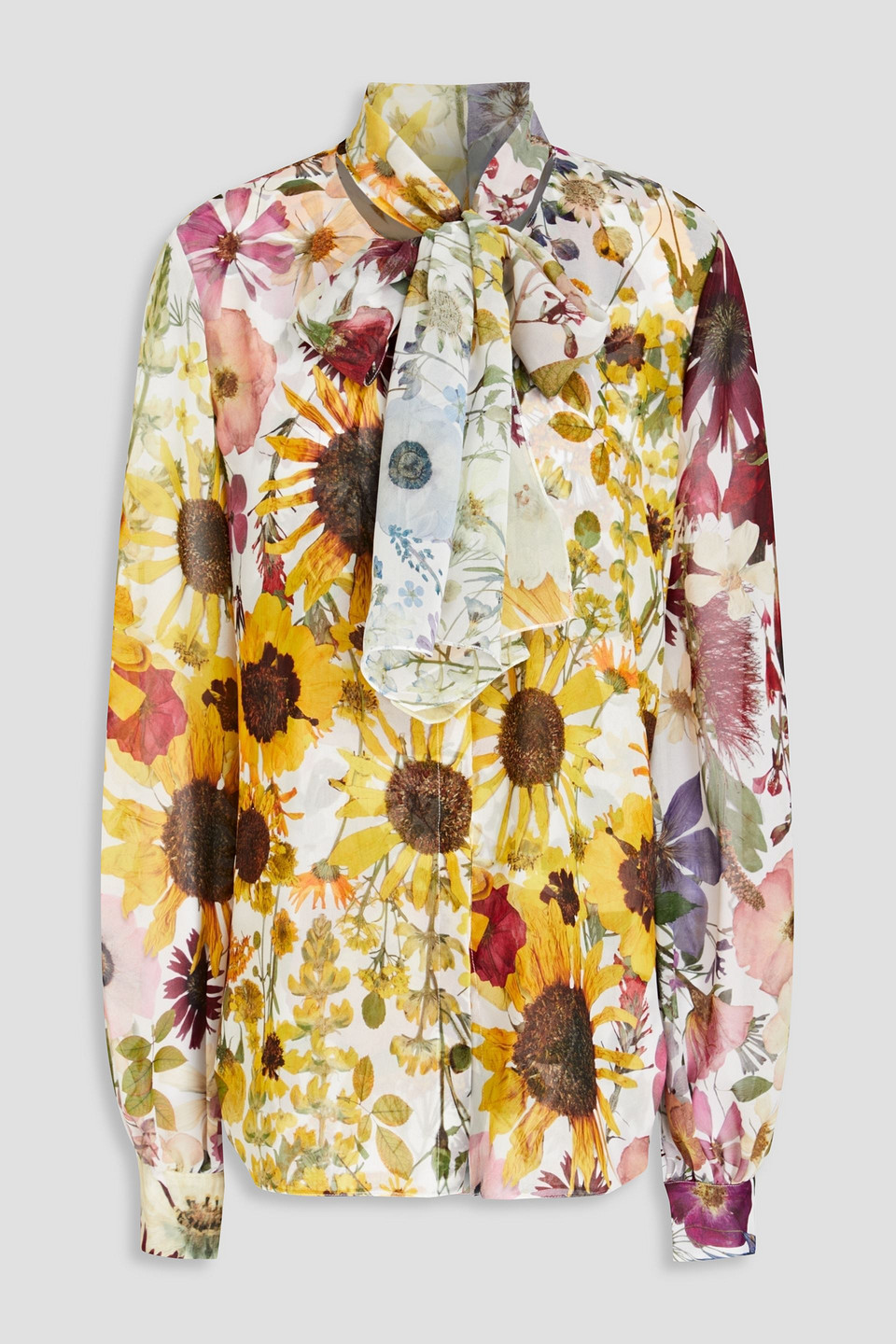 Oscar De La Renta Floral-print Silk-voile Blouse In White