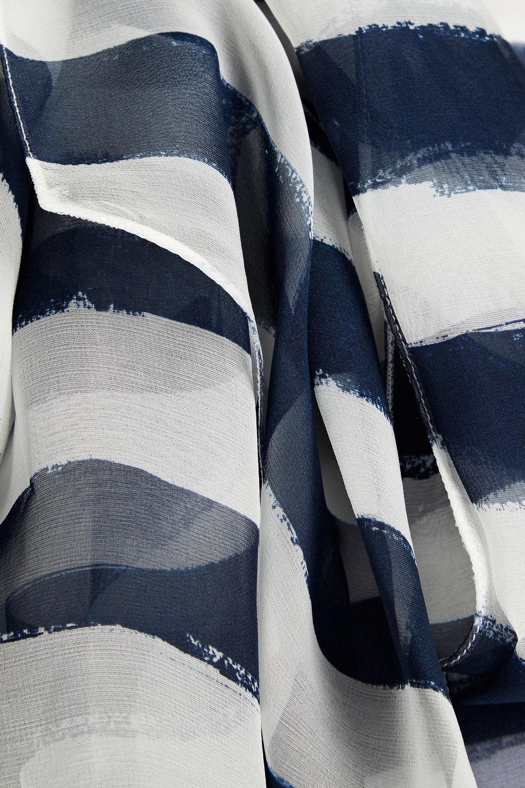 OSCAR DE LA RENTA Pussy-bow striped silk-voile blouse