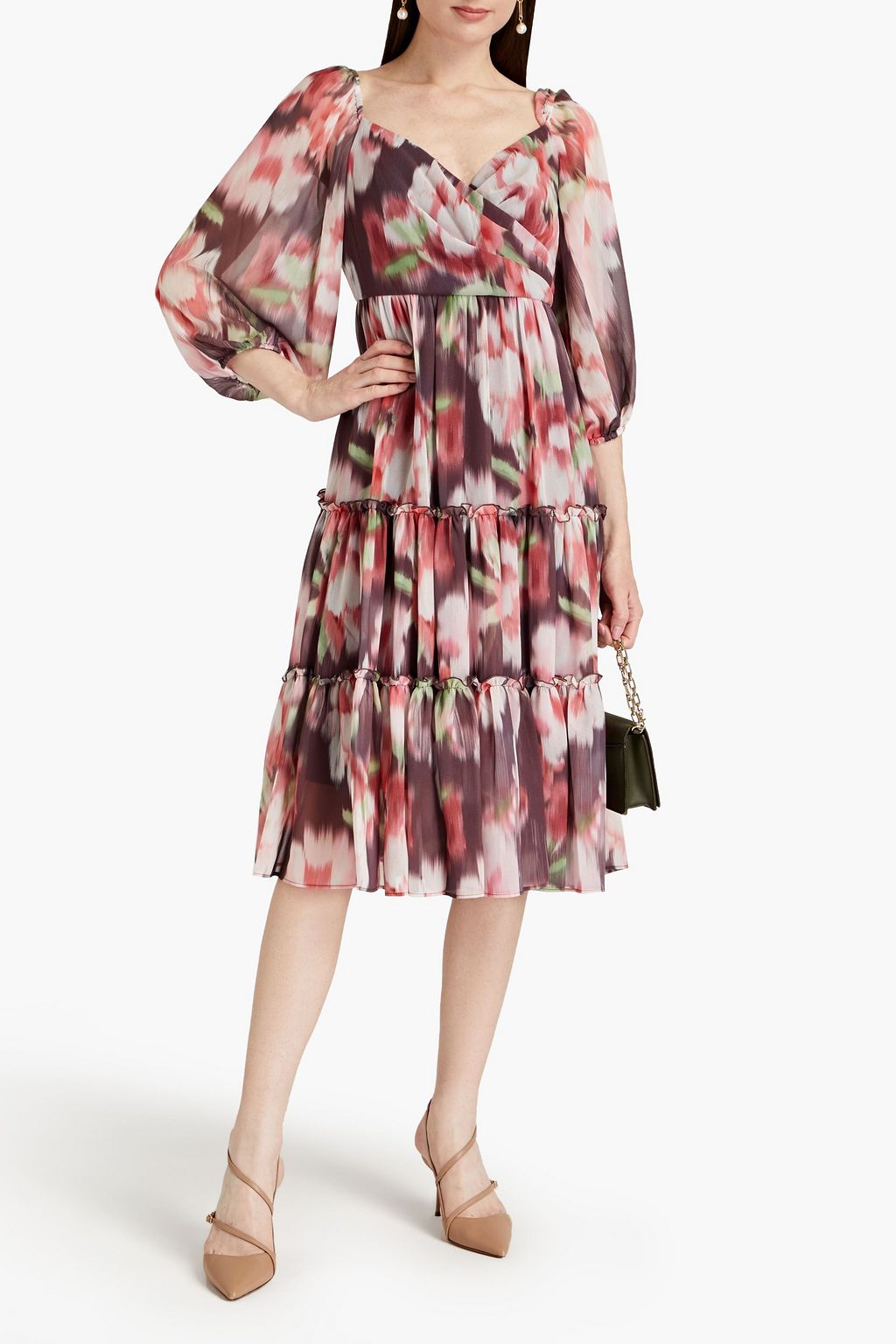 SACHIN & BABI Jamie gathered floral-print chiffon midi dress
