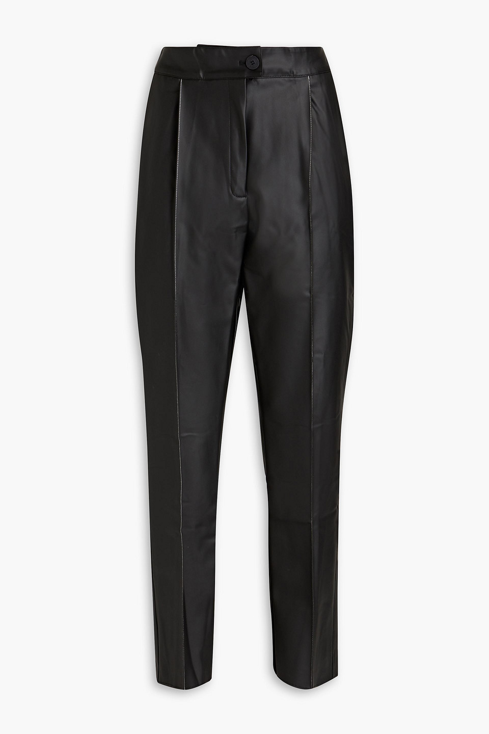 Faux leather and cotton tapered pants