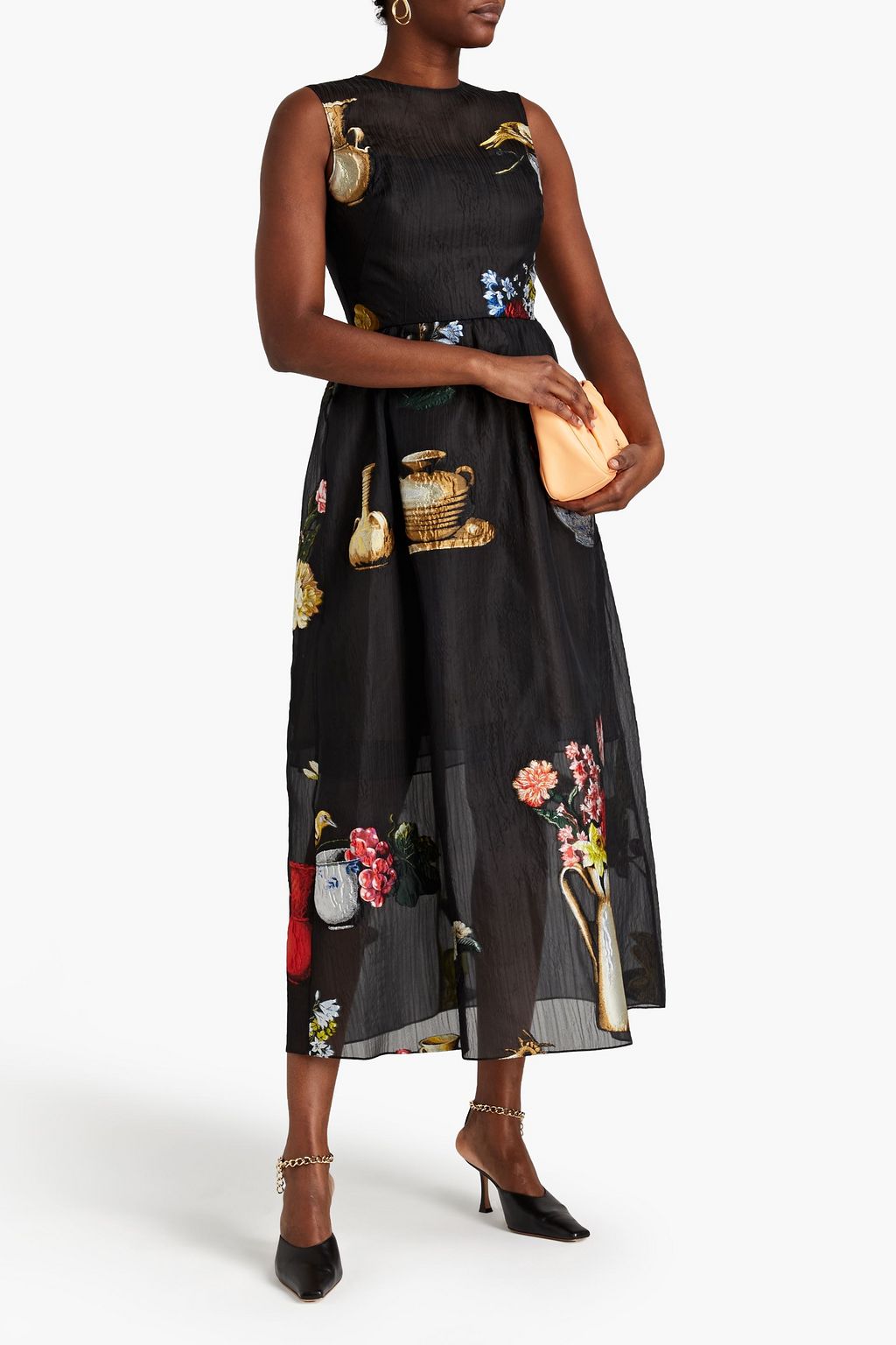 OSCAR DE LA RENTA フィルクーペ シルク混オーガンザ マキシワンピース