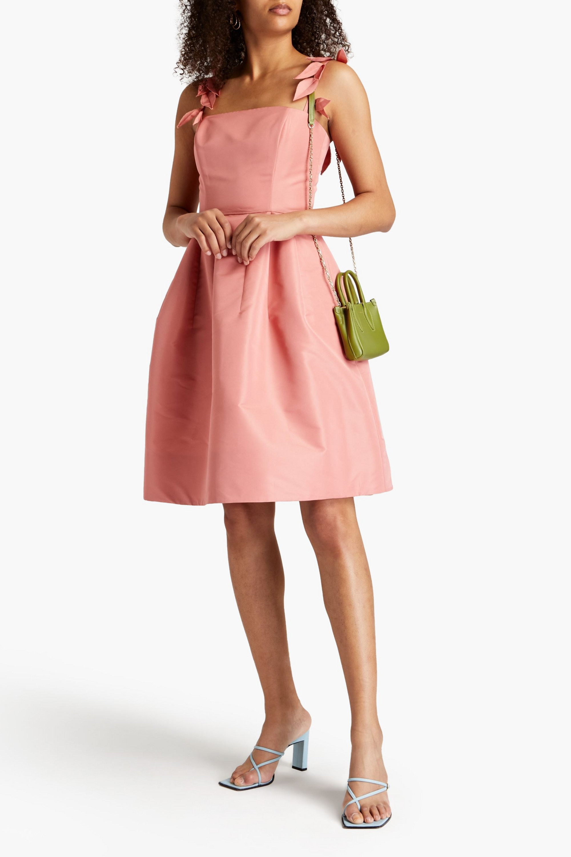 Oscar de la Renta Appliquéd mikado dress
