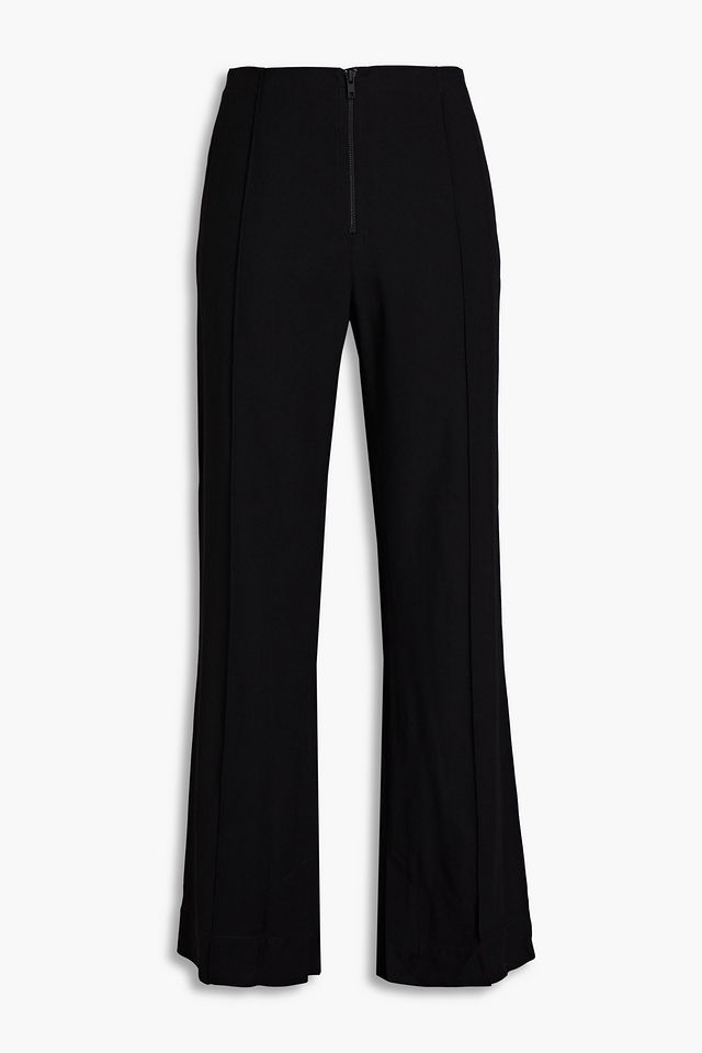 Twill wide-leg pants