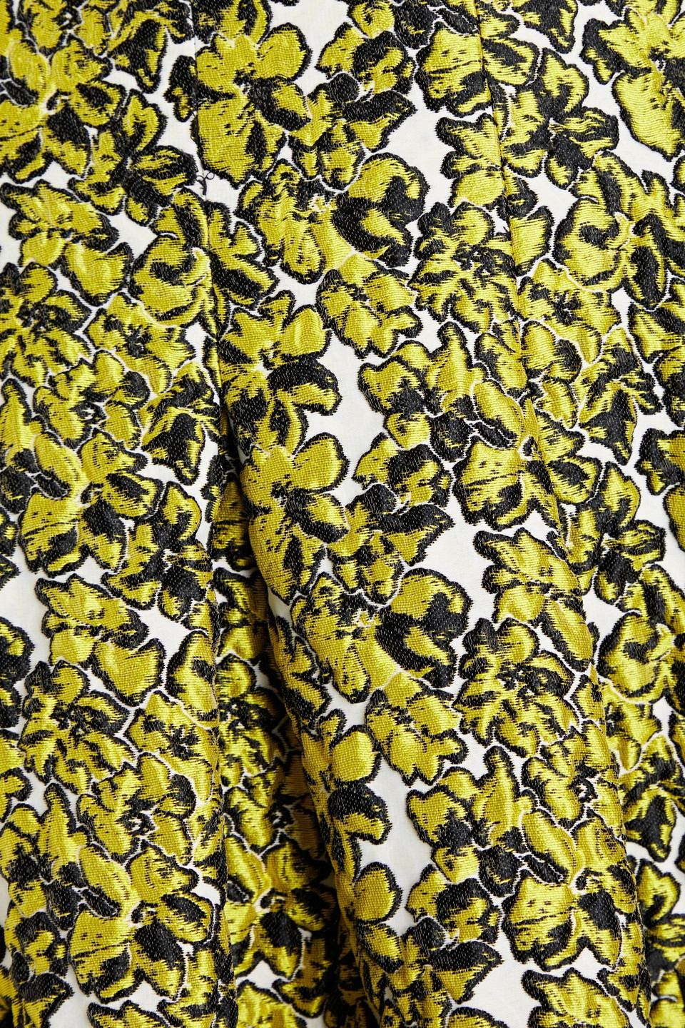 Oscar De La Renta Pleated Cloqué Mini Skirt In Chartreuse