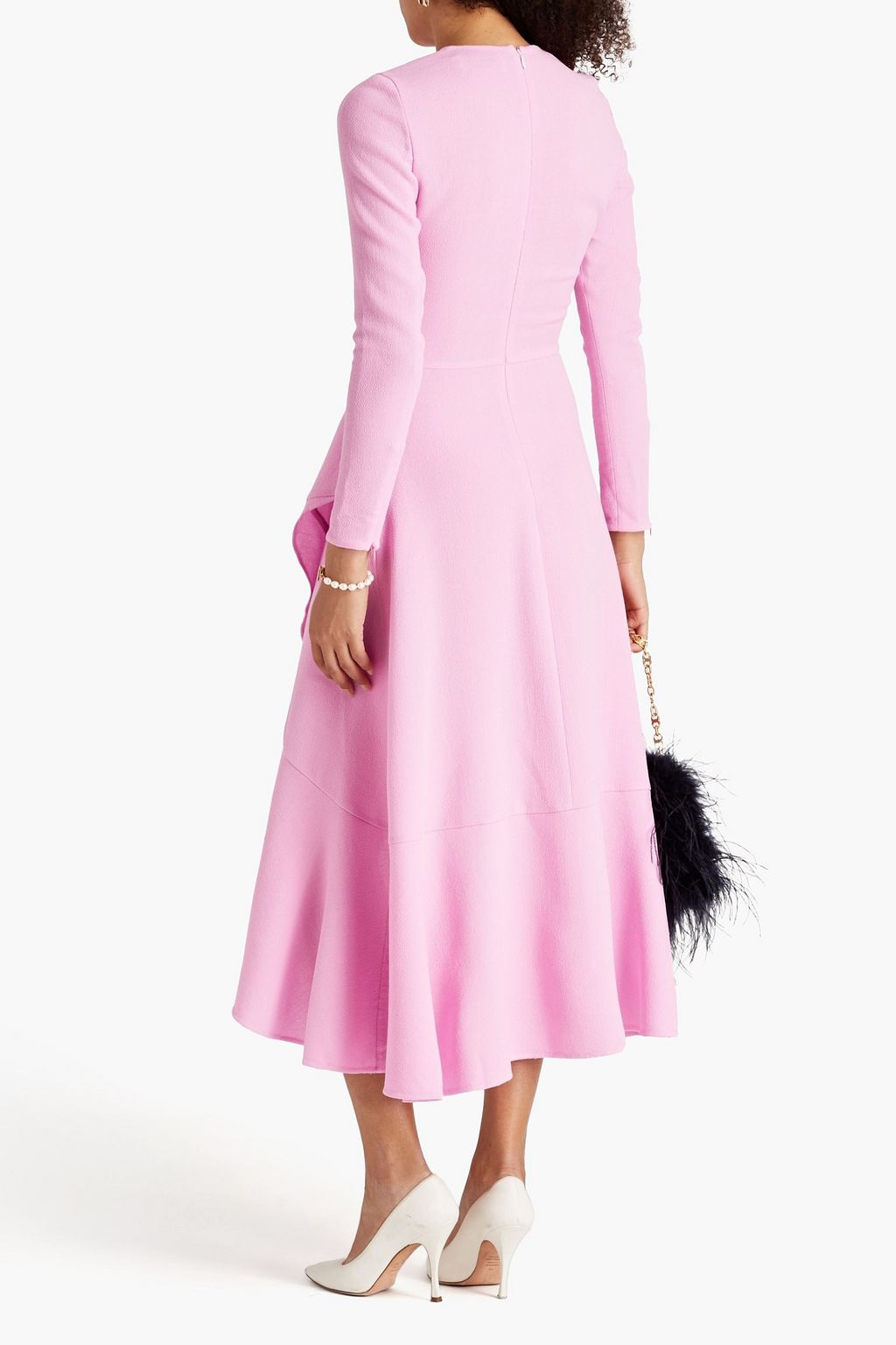 OSCAR DE LA RENTA 비대칭 울 혼방 크레이프 드레스