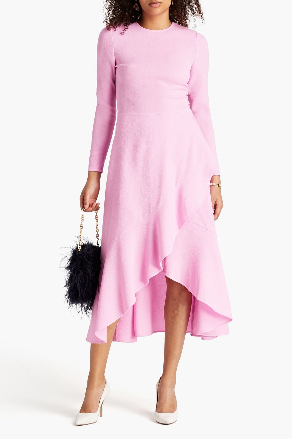 OSCAR DE LA RENTA 비대칭 울 혼방 크레이프 드레스
