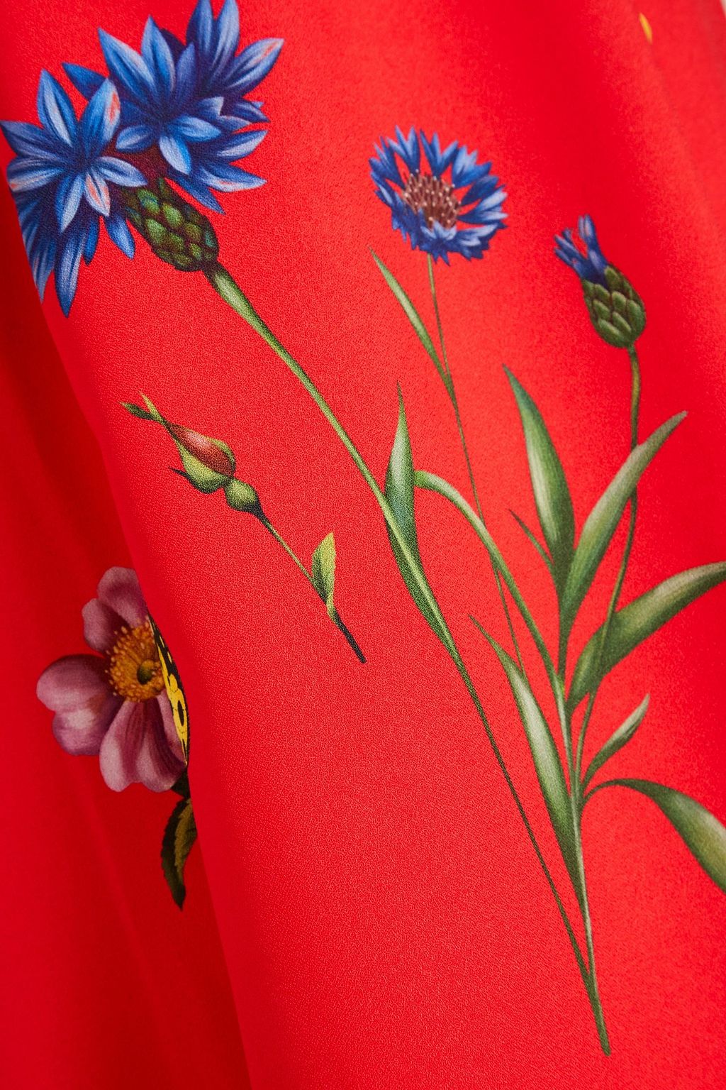 OSCAR DE LA RENTA 플로럴 프린트 캐디 벨티드 미디 드레스
