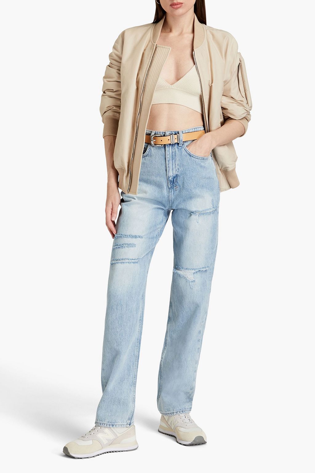 KSUBI Playback hoch sitzende Jeans mit geradem Bein in Distressed-Optik