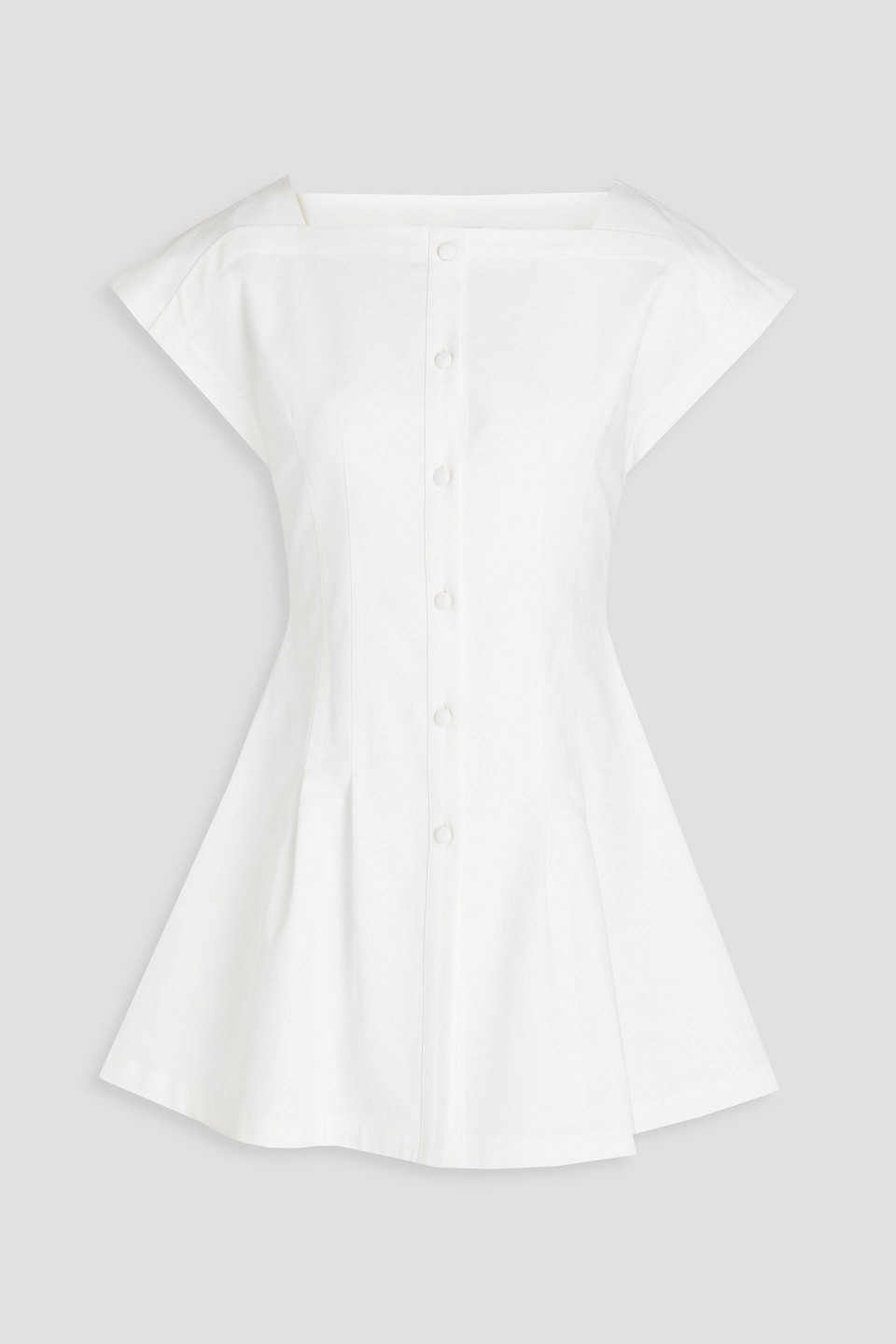 Huishan Zhang Pleated Cotton-blend Faille Mini Dress In White