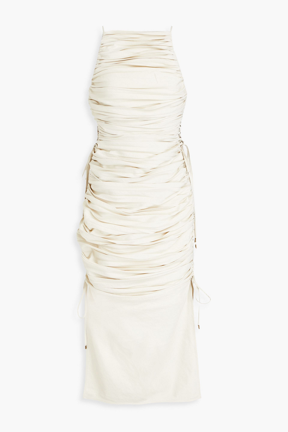 RACHEL GILBERT BAILEY LACE-UP RUCHED SHELL MINI DRESS