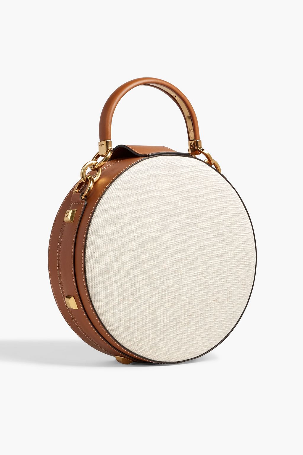 FERRAGAMO Studio leather-trimmed canvas shoulder bag
