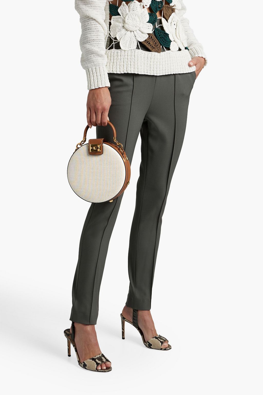 FERRAGAMO Studio leather-trimmed canvas shoulder bag