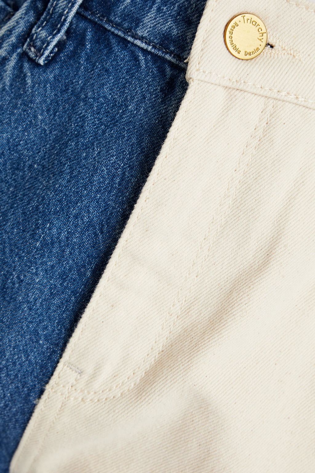 TRIARCHY Cropped two-tone high-rise slim-leg jeans
