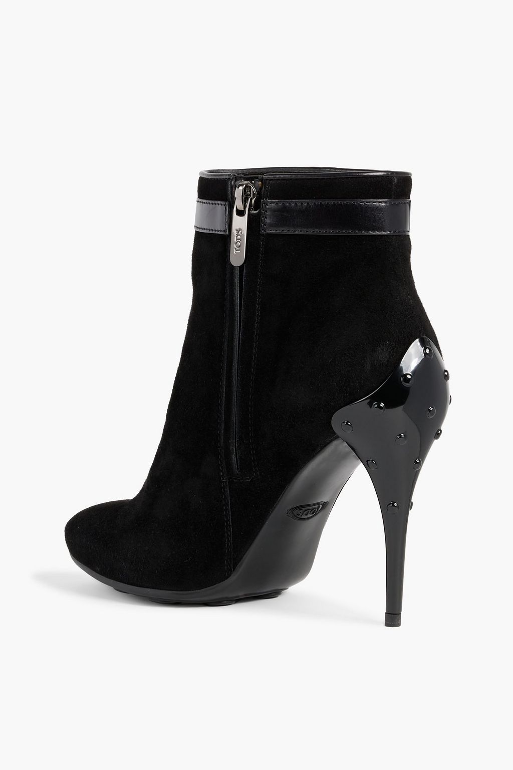 TOD'S Leather-trimmed buckled suede ankle boots