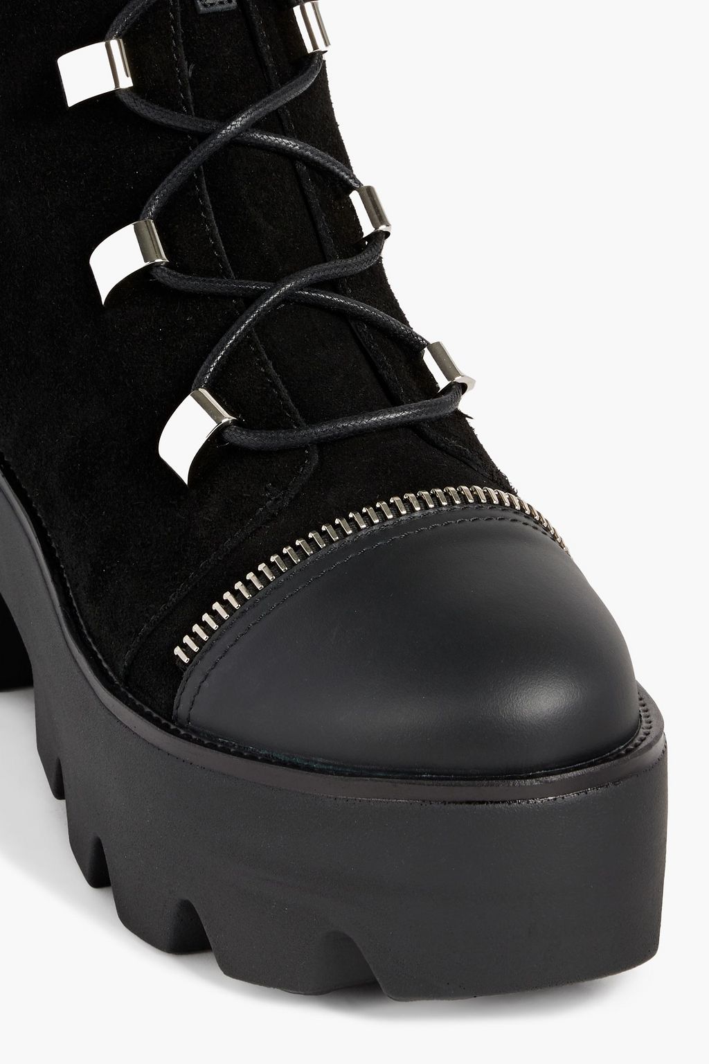 GIUSEPPE ZANOTTI Daikiri 20 zip-detailed leather and suede platform combat boots