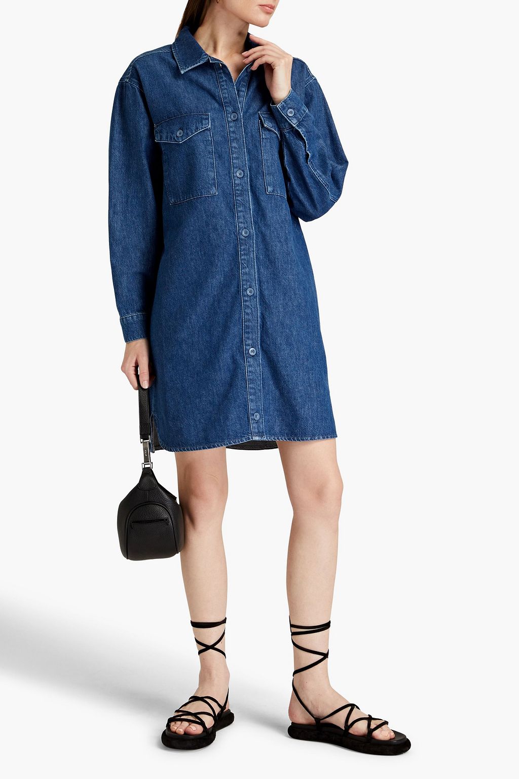 TRIARCHY Oversized denim mini shirt dress