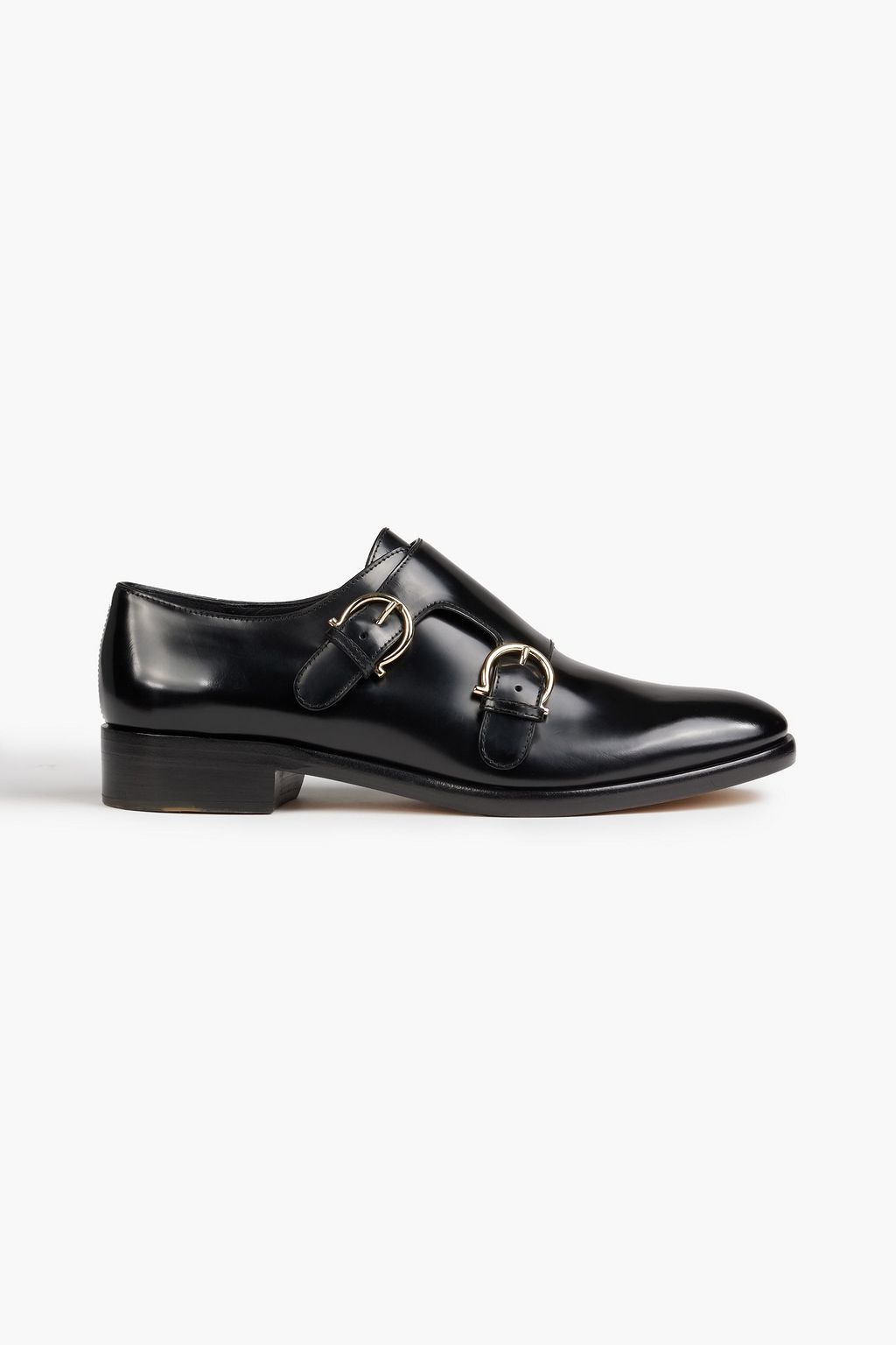 Salvatore Ferragamo - Claude Buckle-detailed Glossed-leather Brogues Black - US 6.5