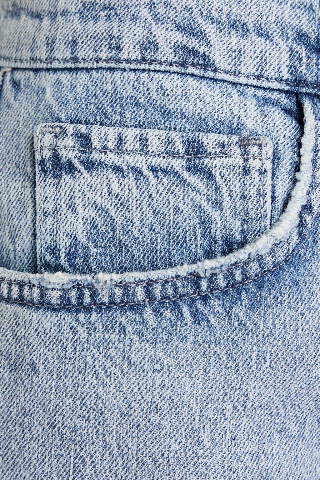 TRIARCHY クロップド ハイライズ ストレートレッグジーンズ ダメージ加工
