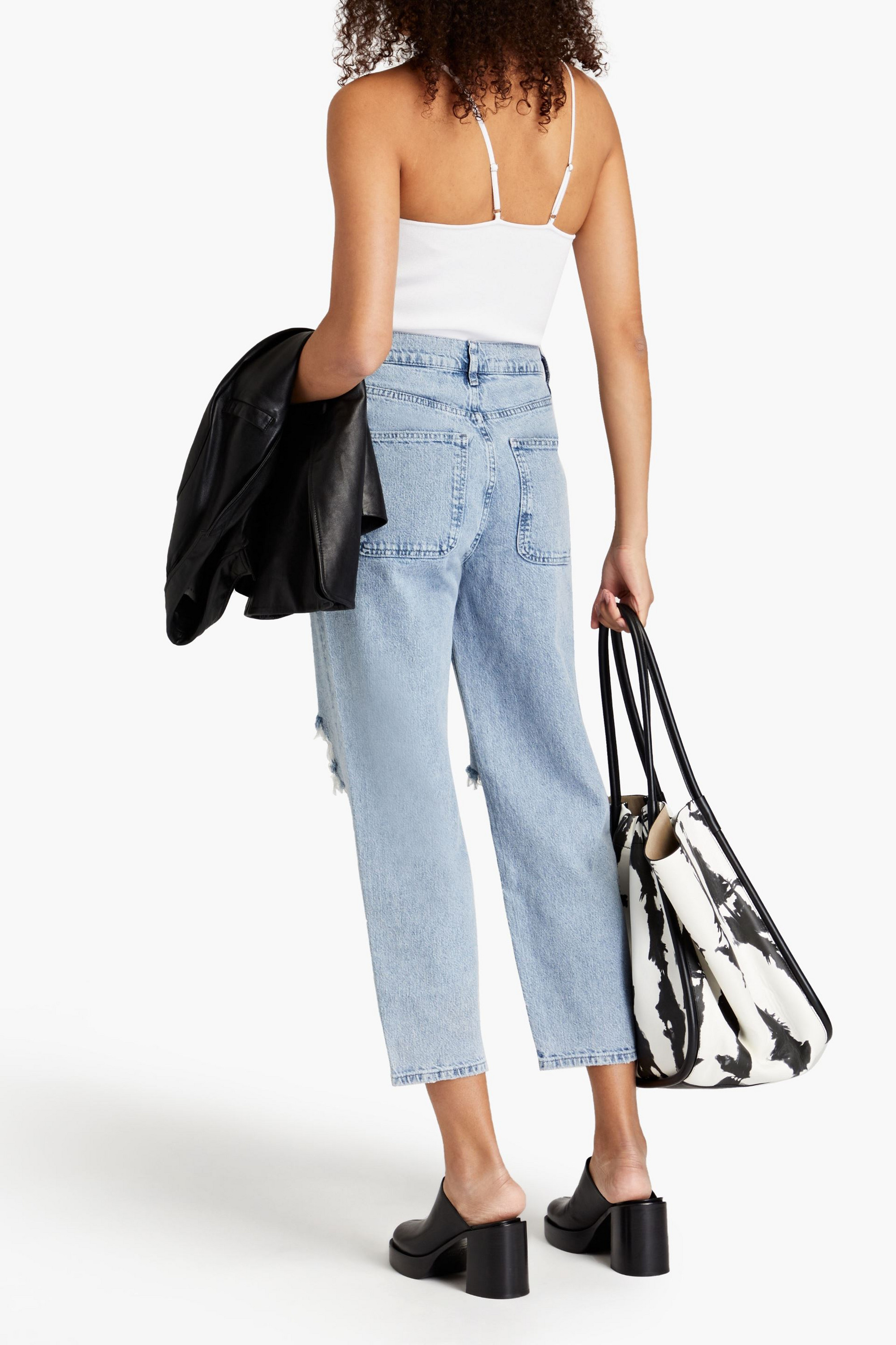 Triarchy St. Tropez cropped distressed high-rise straight-leg jeans thumbnail