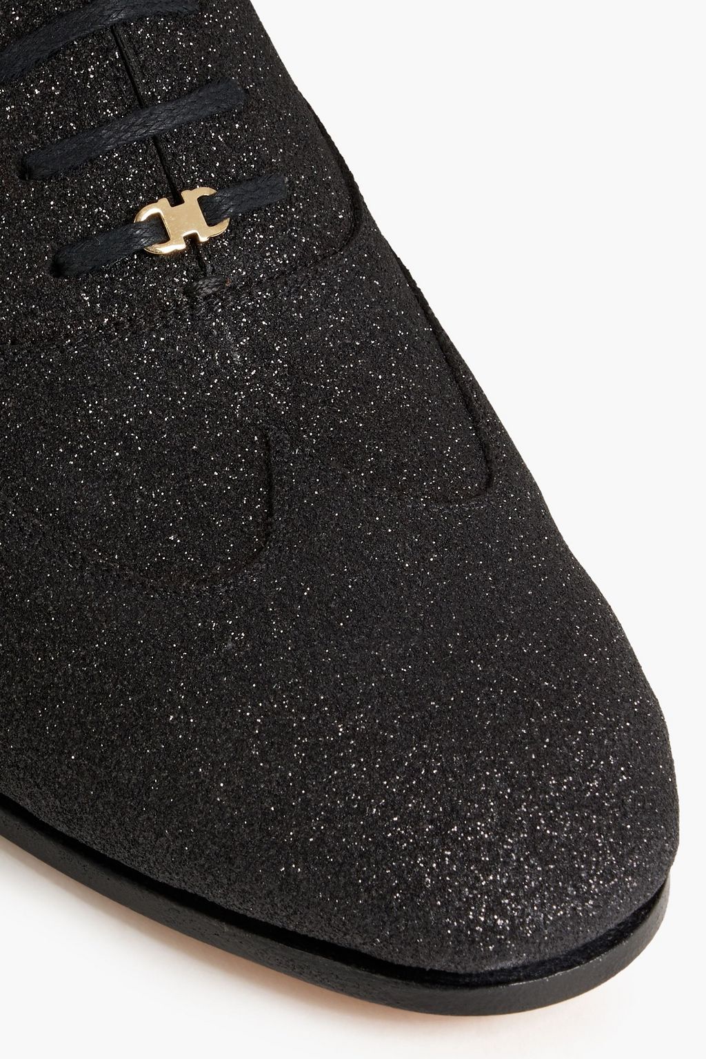 FERRAGAMO Glittered suede brogues