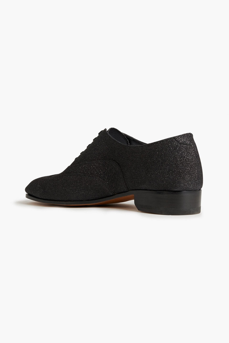 Ferragamo Glittered Suede Brogues In Black