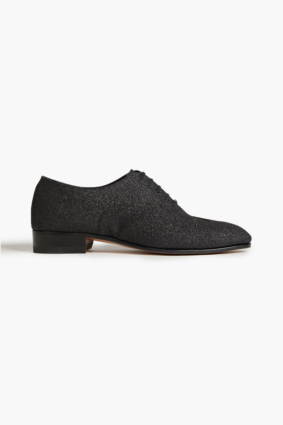 Ferragamo Glittered Suede Brogues In Black
