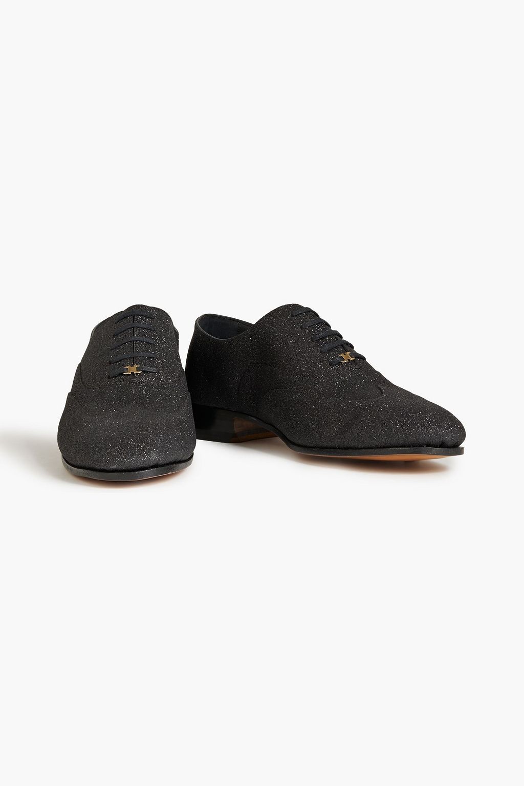 FERRAGAMO Glittered suede brogues