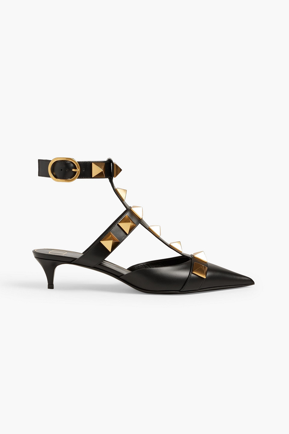 Valentino Garavani Roman Stud 40 Leather Pumps In Black