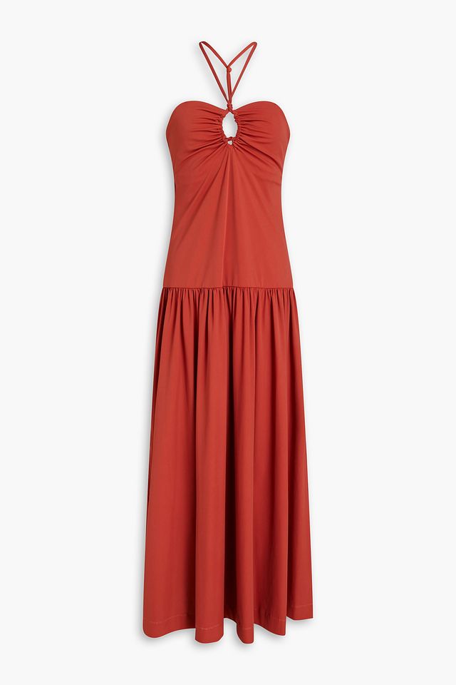 Knotted cutout stretch-jersey maxi dress