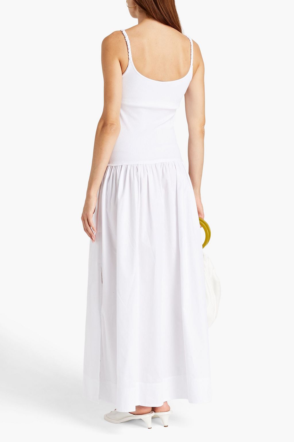 BASSIKE Ribbed cotton-blend jersey and poplin maxi dress