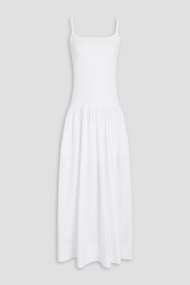 Ribbed cotton-blend jersey and poplin maxi dress