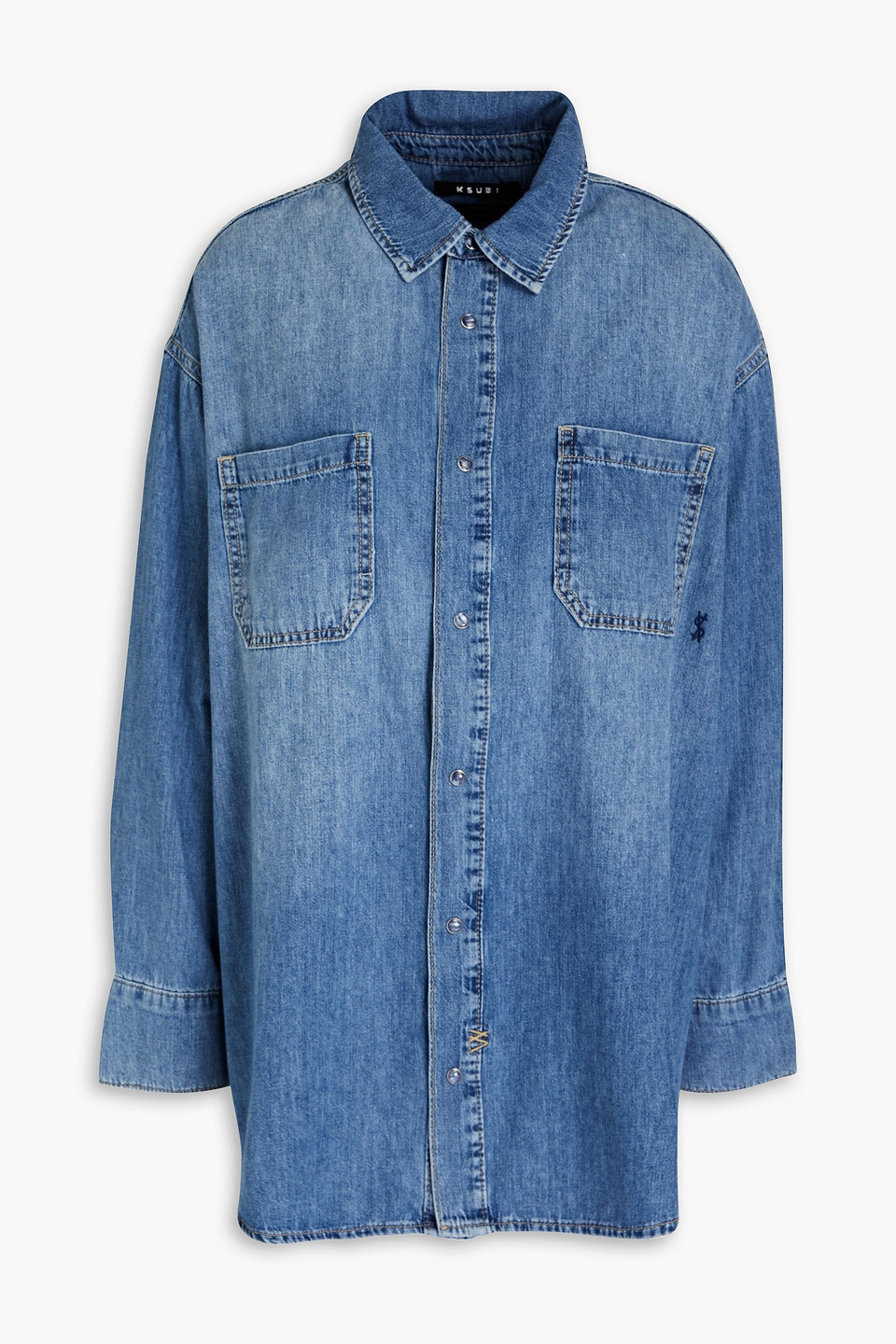 Ksubi Oversized Embroidered Denim Shirt In Blue