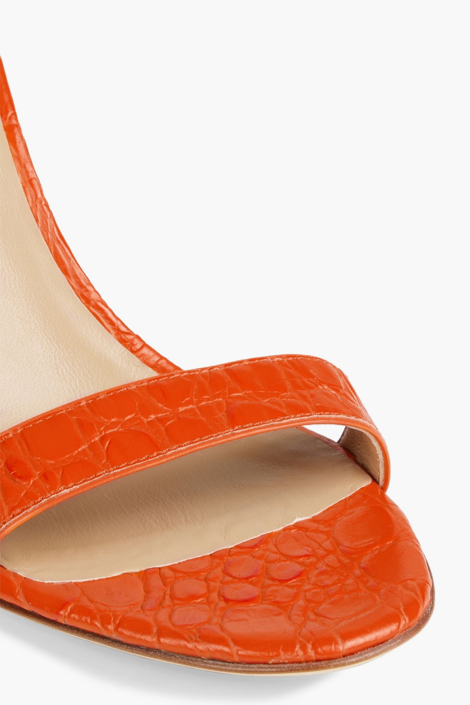 Shop Giuseppe Zanotti Neyla Croc-effect Leather Sandals In Orange