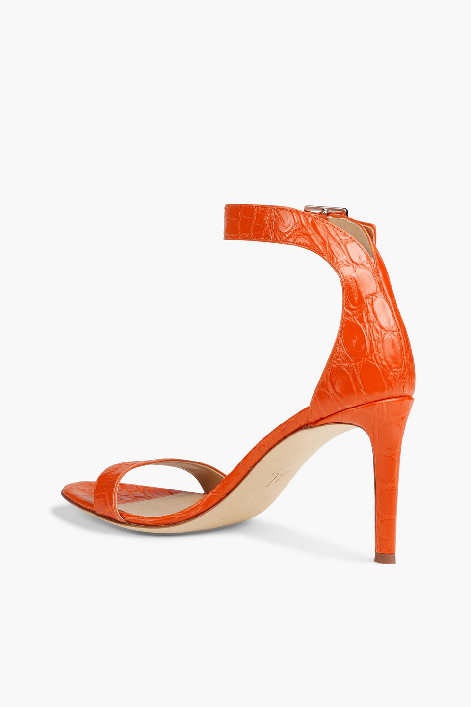 Shop Giuseppe Zanotti Neyla Croc-effect Leather Sandals In Orange