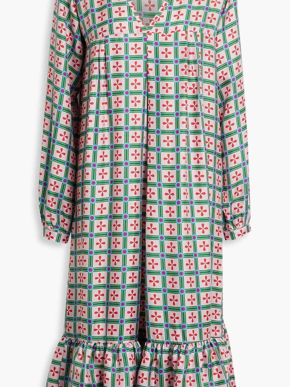 printed silk-twill midi dress