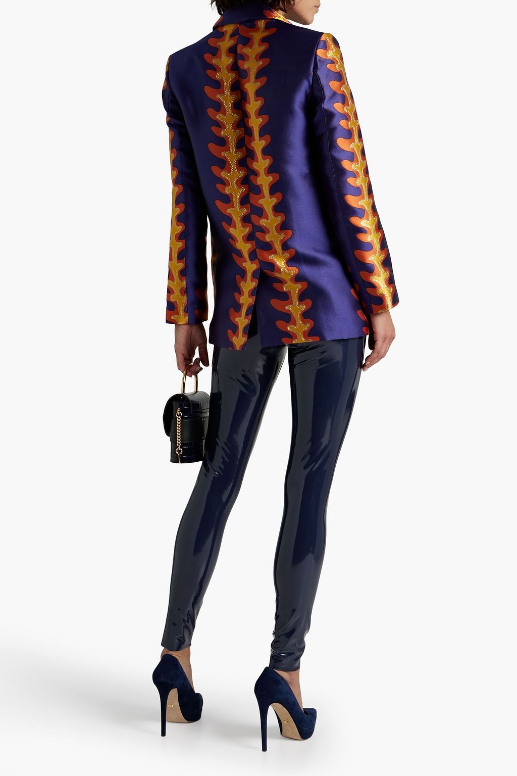 LISOU Freya double-breasted metallic jacquard blazer