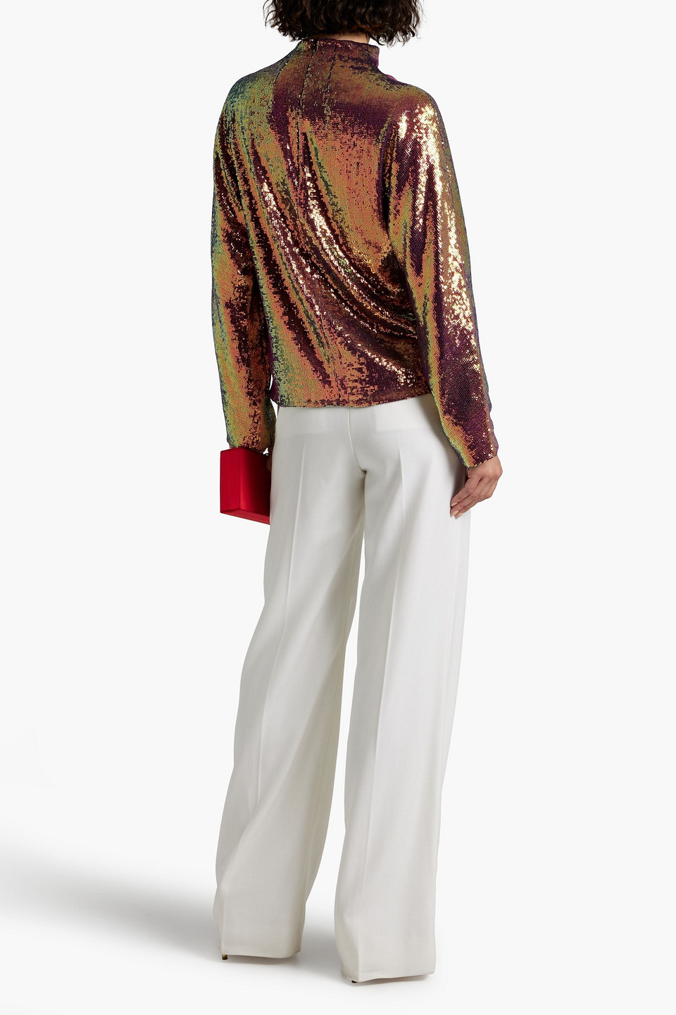  Lapointe - Changierendes Oberteil Aus Mesh Mit Pailletten - Metallic - Xs 
