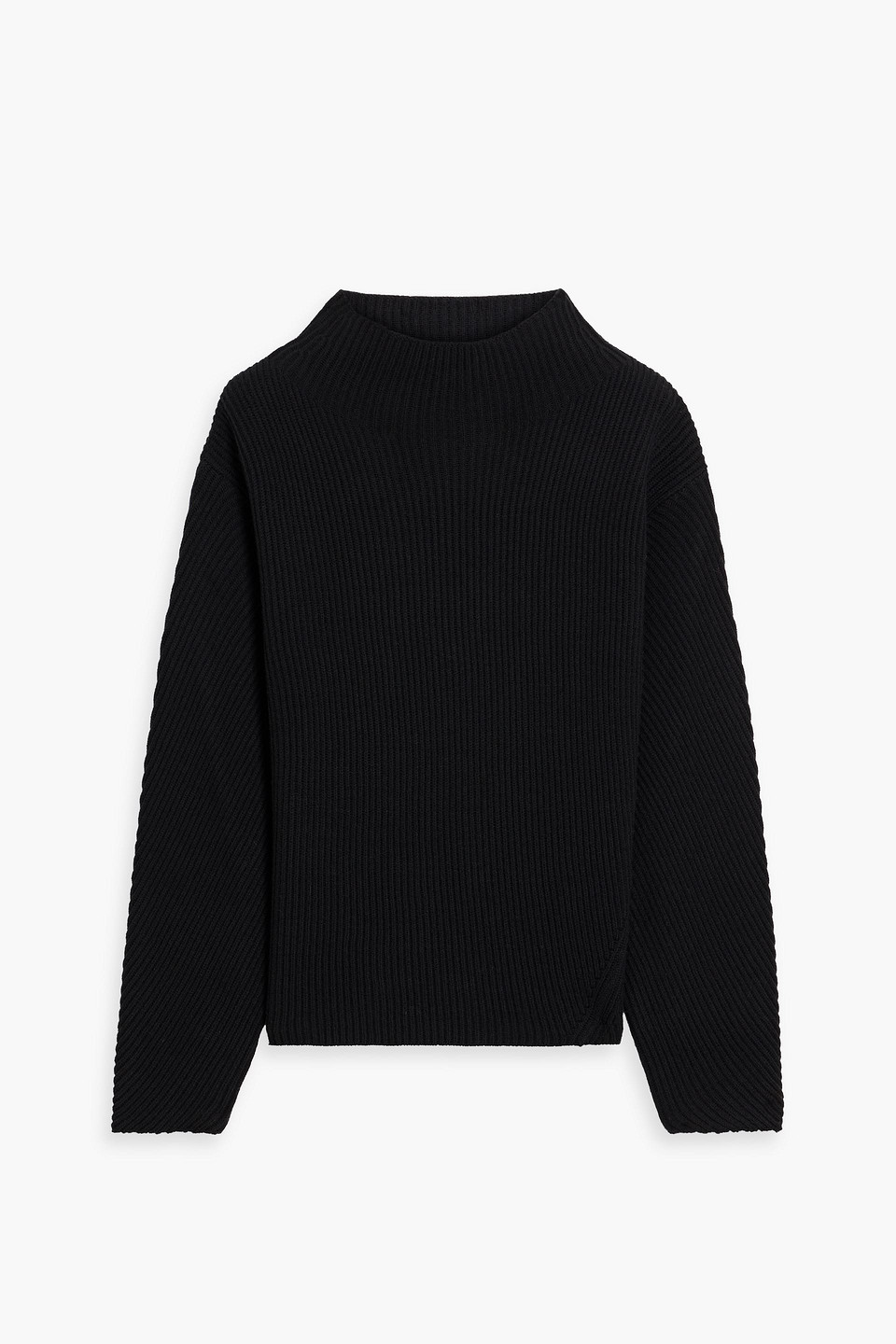 Luisa Cerano Ribbed Wool-blend Turtleneck Sweater In Black