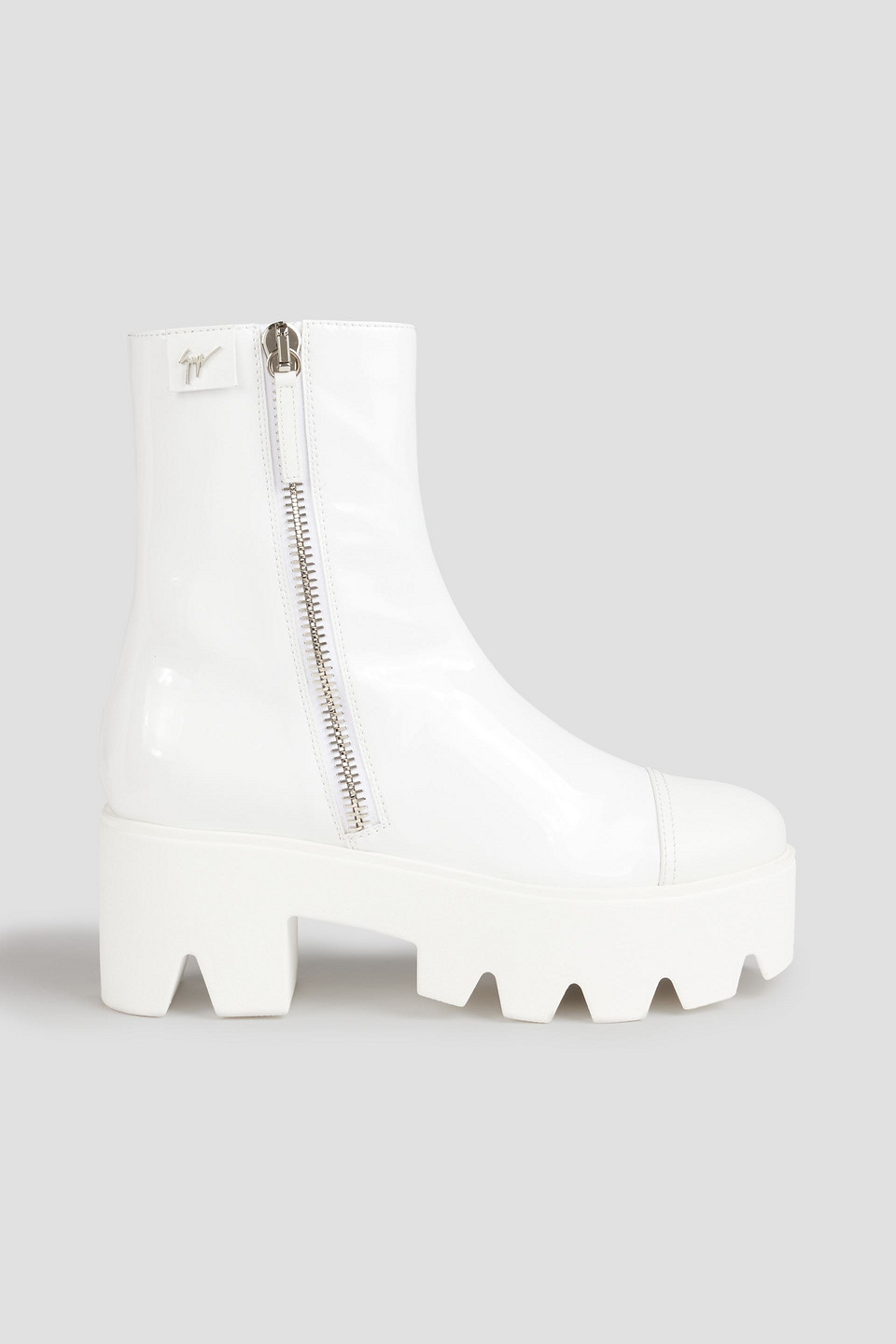 Shop Giuseppe Zanotti Juliett Patent-leather Platform Ankle Boots In White