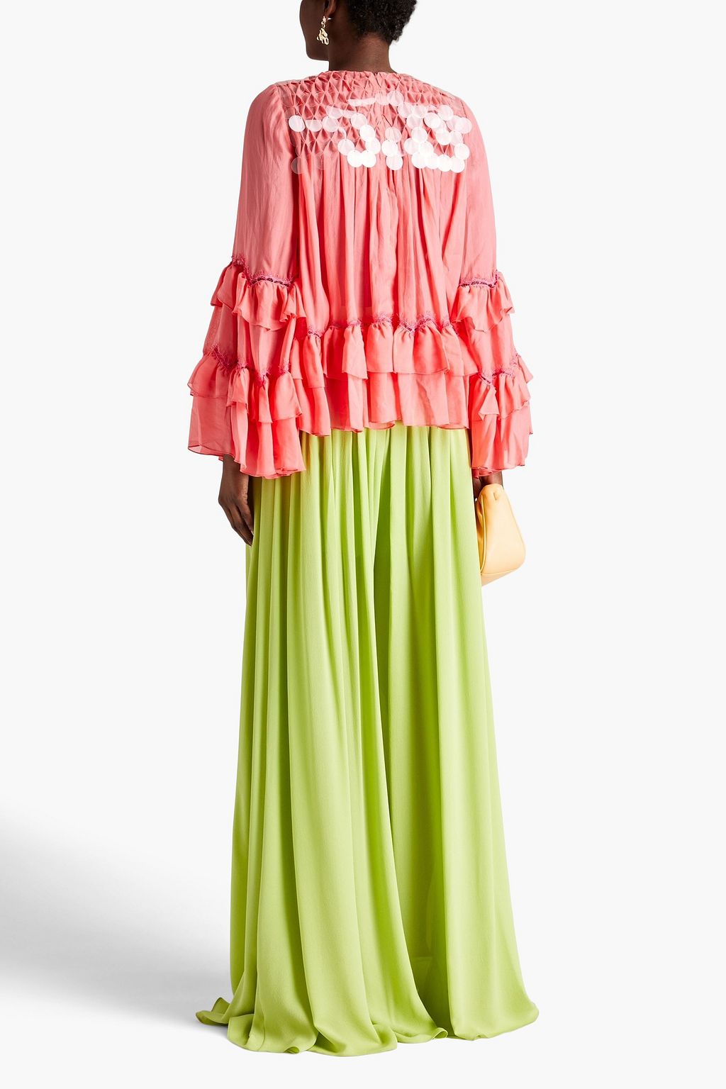 HUISHAN ZHANG Tiered sequin-embellished silk-voile blouse
