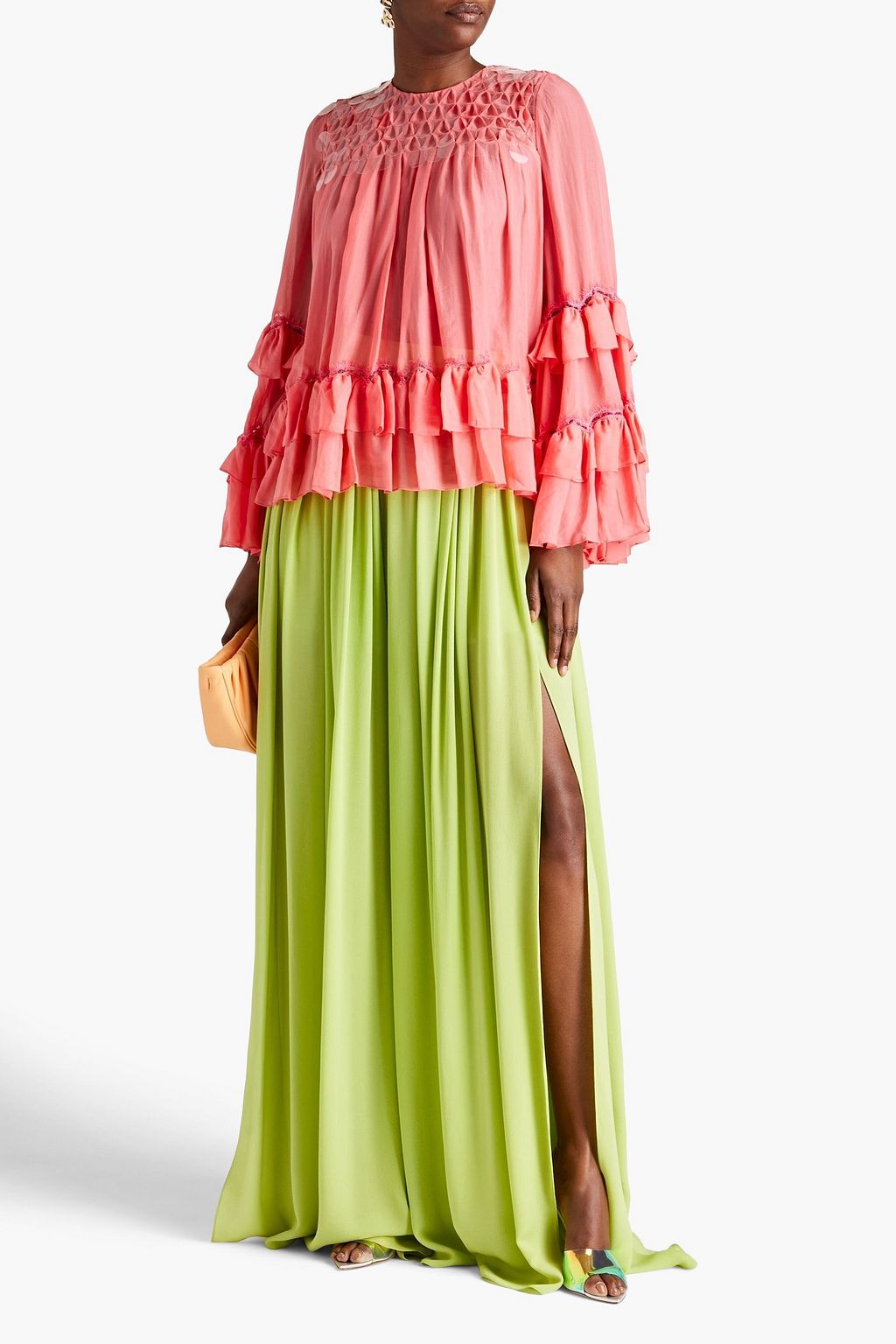 HUISHAN ZHANG Tiered sequin-embellished silk-voile blouse