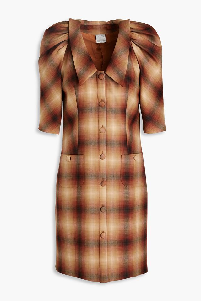 Gathered checked will mini shirt dress