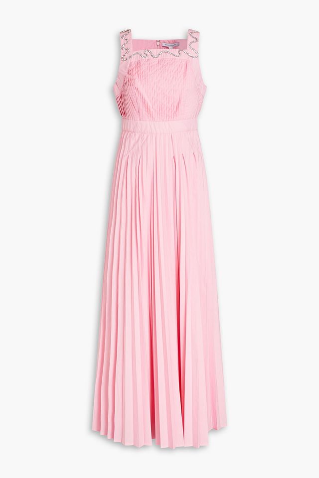 Peta pleated embellished woven maxi dress