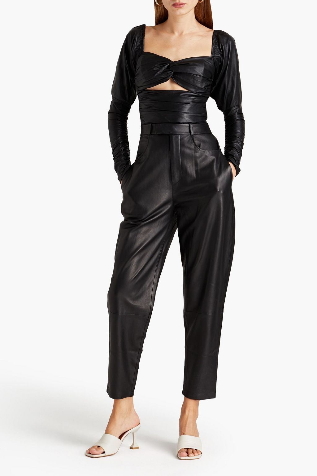 ZEYNEP ARCAY Leather tapered pants