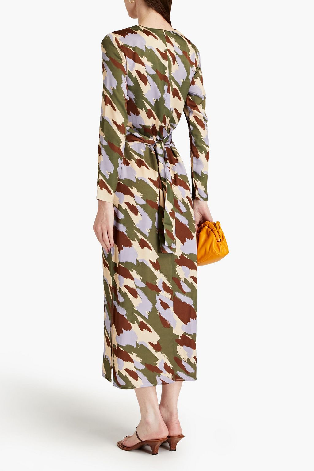 JAKKE. Harper twist-front printed satin midi dress