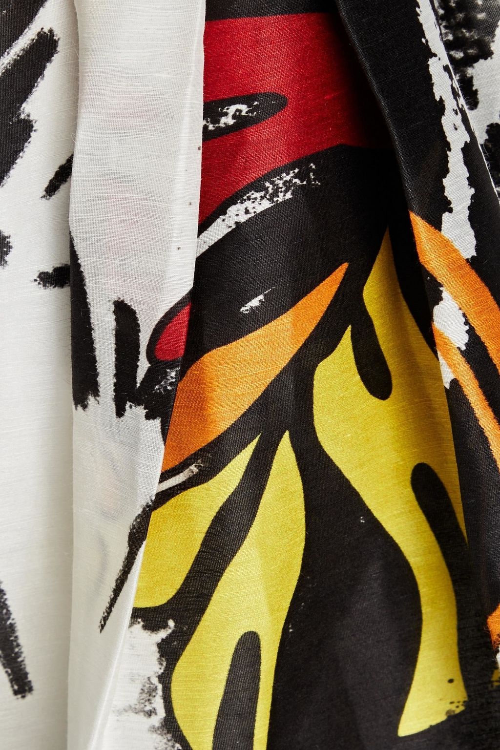 LEO LIN Strapless printed linen and silk-blend midi dress
