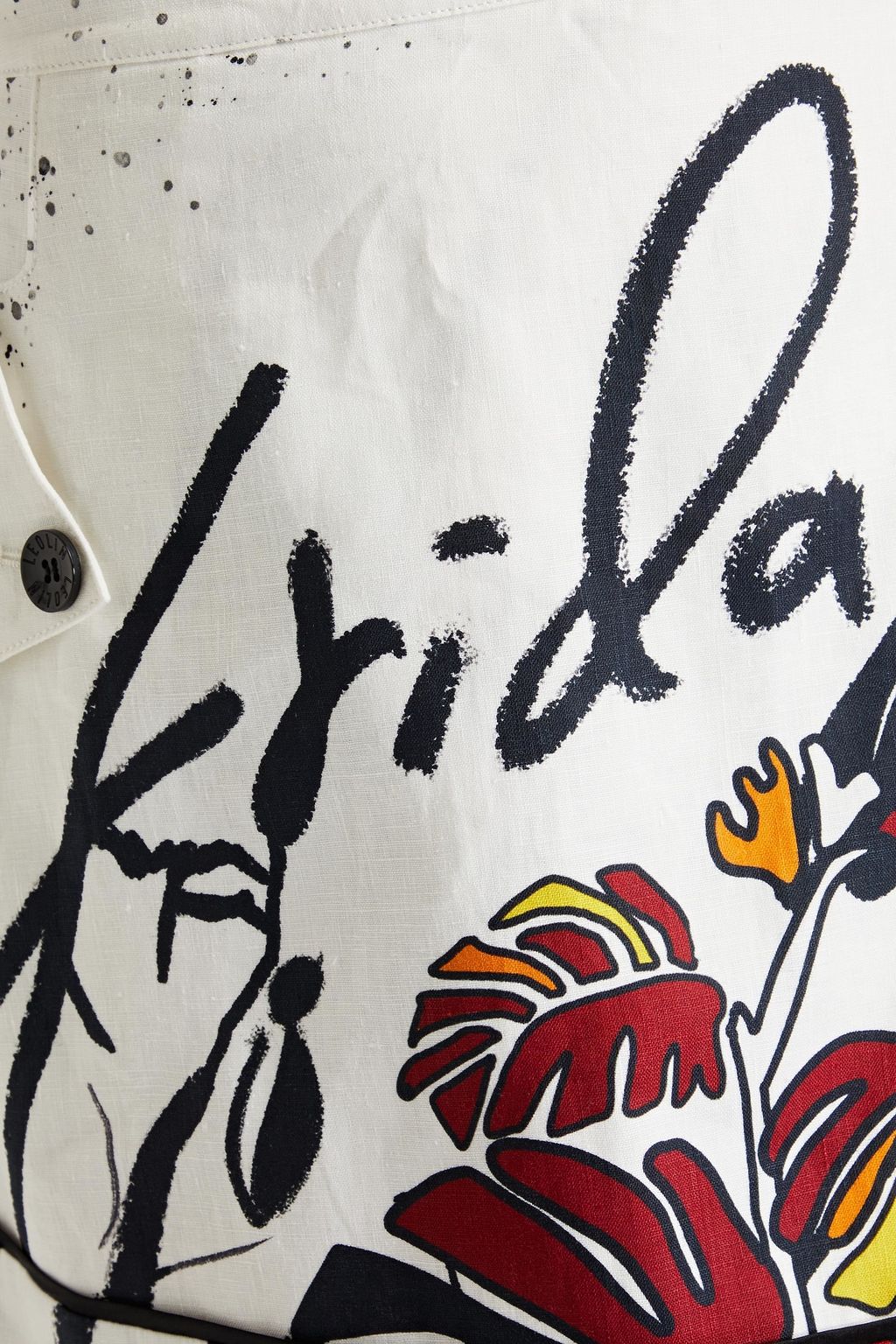 LEO LIN Wrap-effect printed linen mini skirt