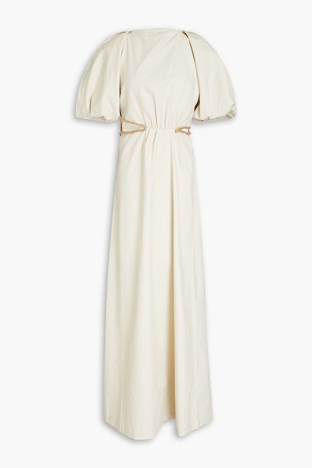Bailey gathered cutout twill maxi dress