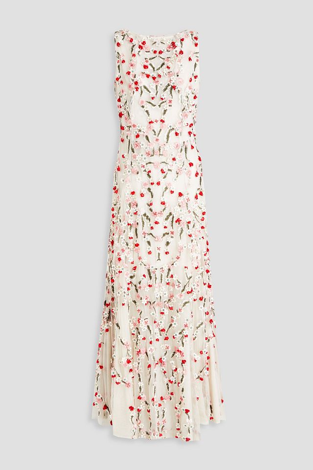 Felix floral-appliquéd tulle maxi dress